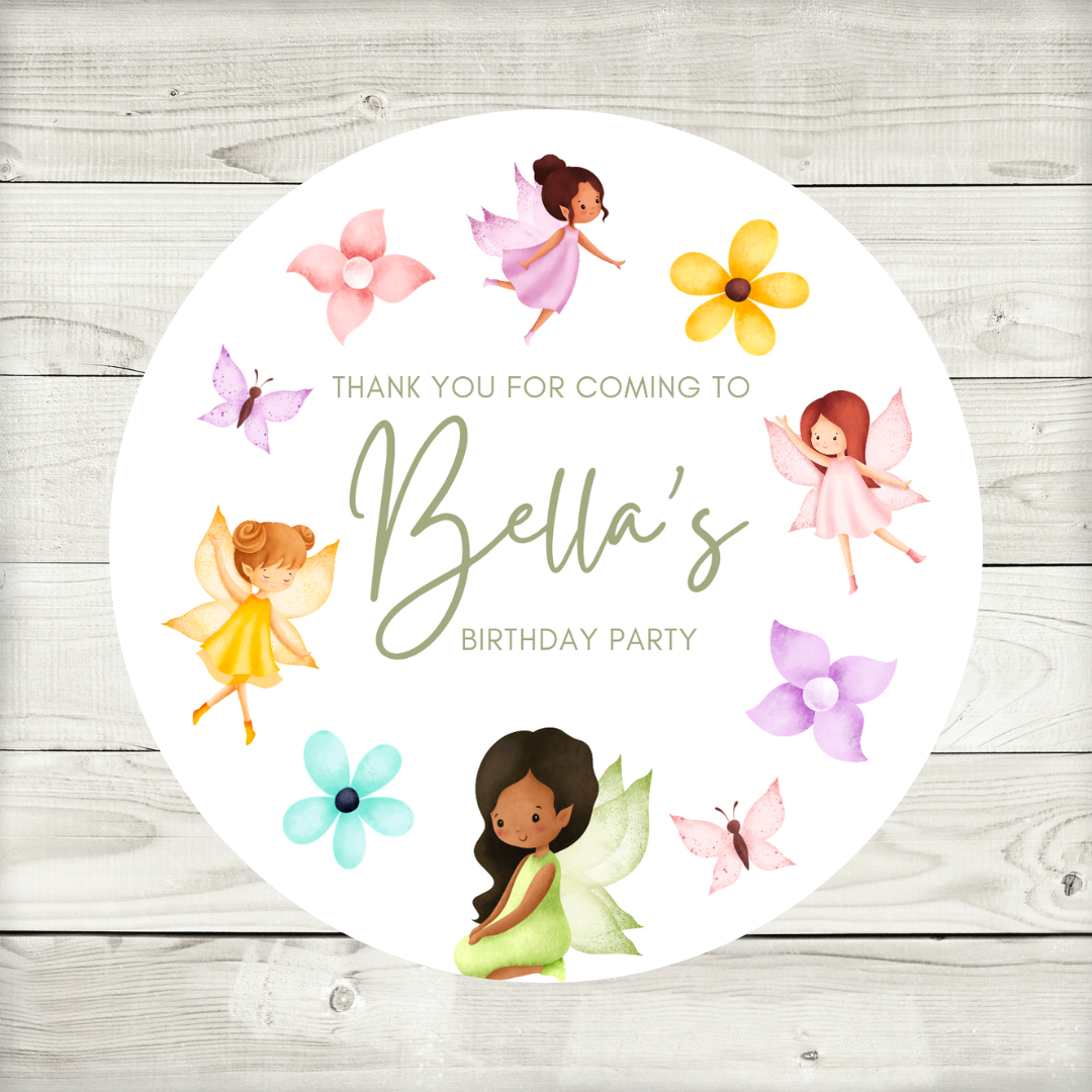 Fairy Party Stickers | Circle Stickers | Sticker Sheet | Party Stickers | Fairy Party Theme - Dinky Designs