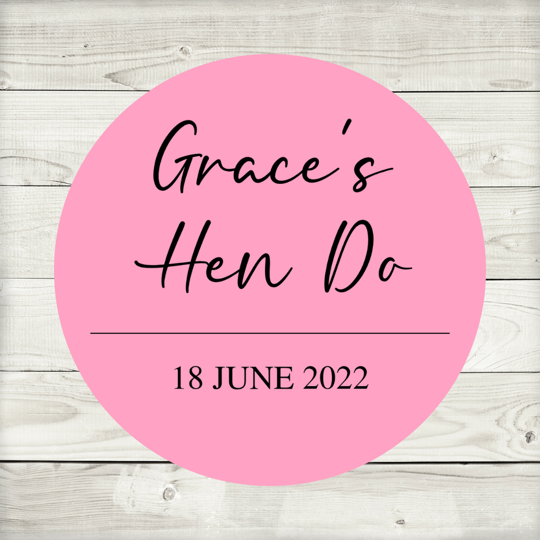 Pink Hen Party Stickers | Sticker Sheet 45mm Circles | Party Stickers | Circle Stickers | Sticker Sheet - Dinky Designs