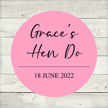 Pink Hen Party Stickers | Sticker Sheet 45mm Circles | Party Stickers | Circle Stickers | Sticker Sheet - Dinky Designs