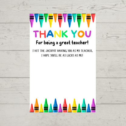Teacher Gift | Teacher Gift Idea Scratch Card Lottery Ticket | Teacher Gift Idea
