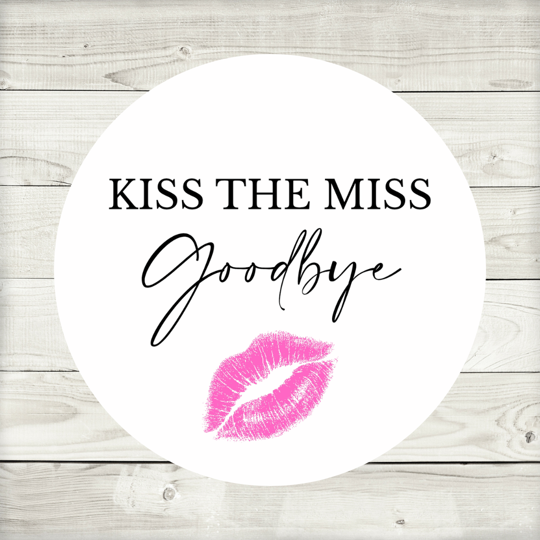 Hen Party Circle Stickers | Kiss The Miss Goodbye | Hen Do Stickers | Hen Party Party Bag Labels