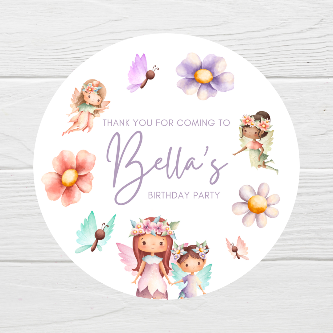 Fairy Party Stickers | Circle Stickers | Sticker Sheet | Party Stickers | Fairy Party Theme - Dinky Designs