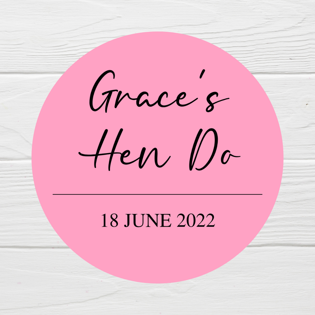 Pink Hen Party Stickers | Sticker Sheet 45mm Circles | Party Stickers | Circle Stickers | Sticker Sheet - Dinky Designs