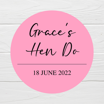 Pink Hen Party Stickers | Sticker Sheet 45mm Circles | Party Stickers | Circle Stickers | Sticker Sheet - Dinky Designs