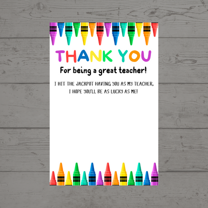 Teacher Gift | Teacher Gift Idea Scratch Card Lottery Ticket | Teacher Gift Idea