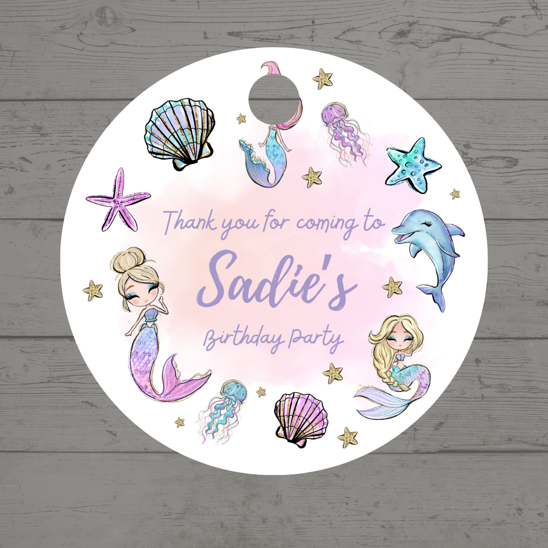 Mermaid Gift Tags | Mermaid Birthday Gift Tags | Circle Gift Tags | Mermaid Party Favours