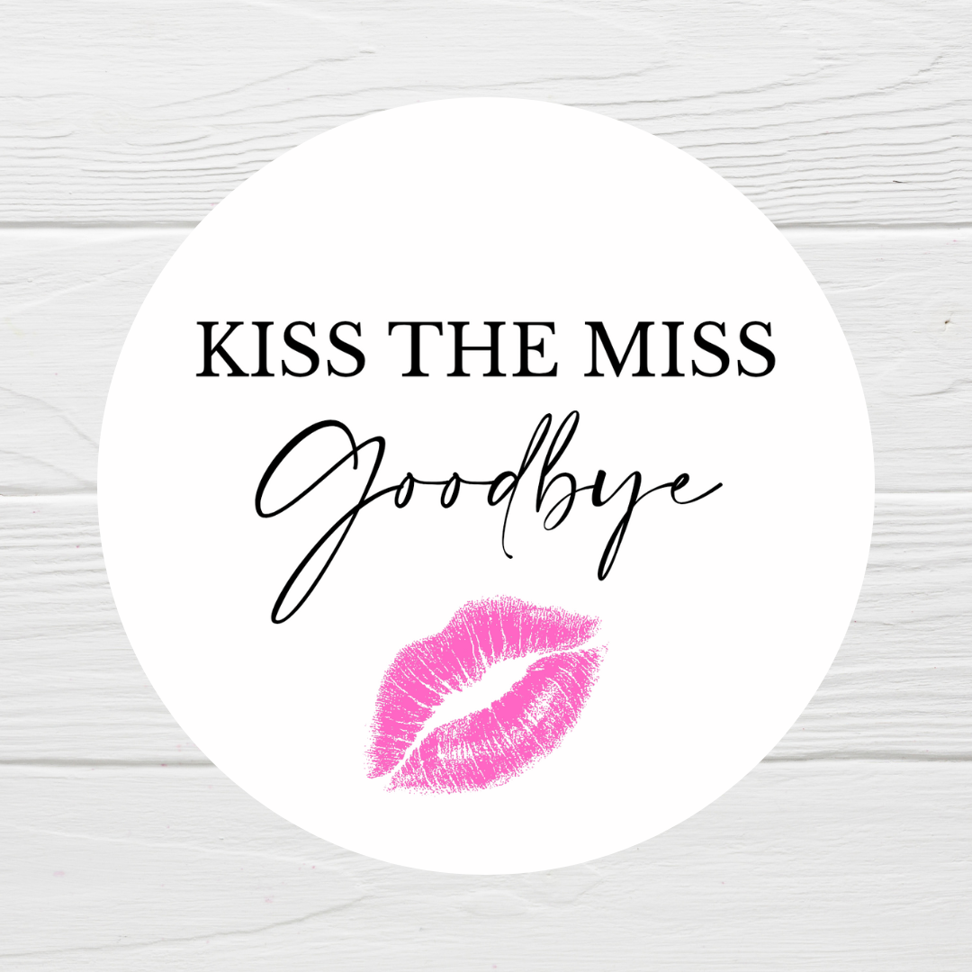 Hen Party Circle Stickers | Kiss The Miss Goodbye | Hen Do Stickers | Hen Party Party Bag Labels