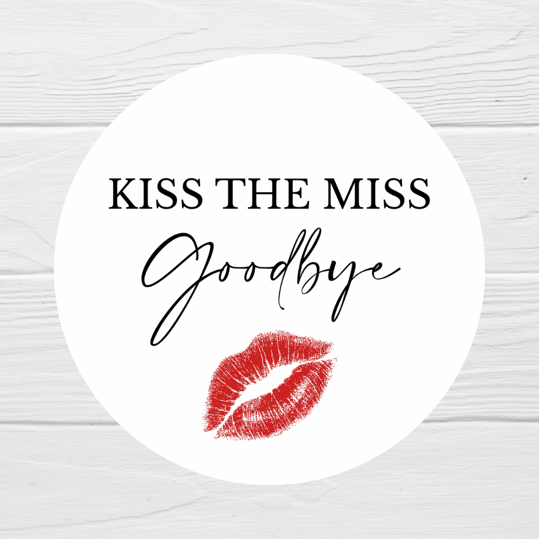 Hen Party Circle Stickers | Kiss The Miss Goodbye | Hen Do Stickers | Hen Party Party Bag Labels