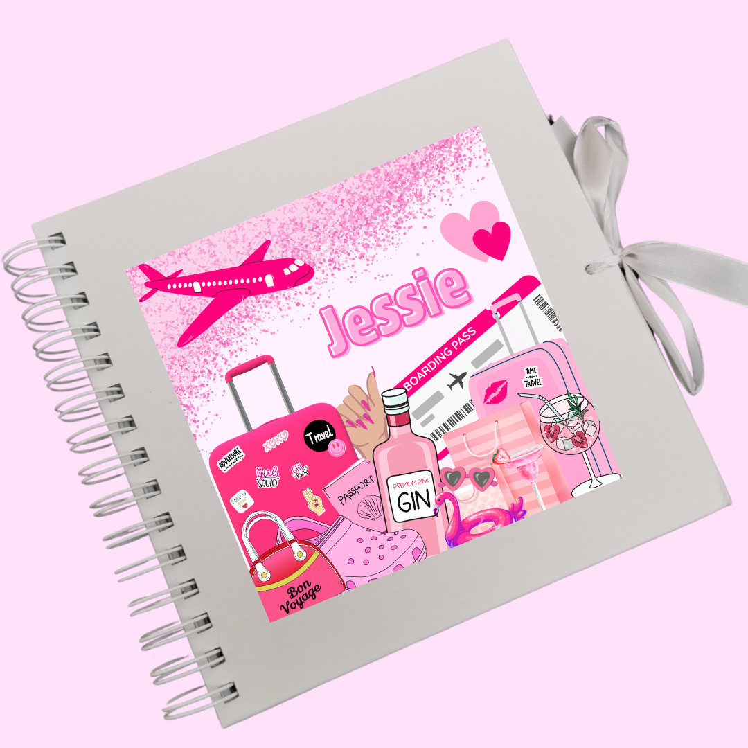 Personalised Travel Scrapbook | Pink Travel Scrapbook | Personalised Travel Gift