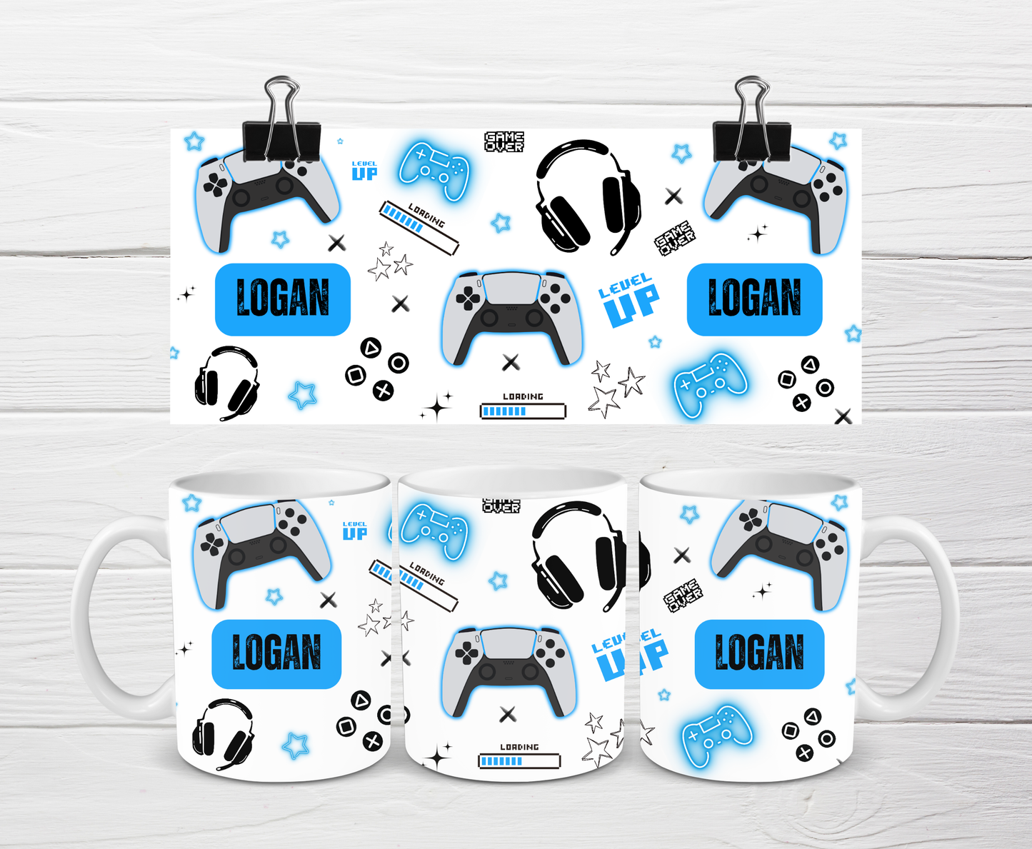 Gaming Mug | Blue Gaming Mug | Personalised Gamer Mug | Gift Idea