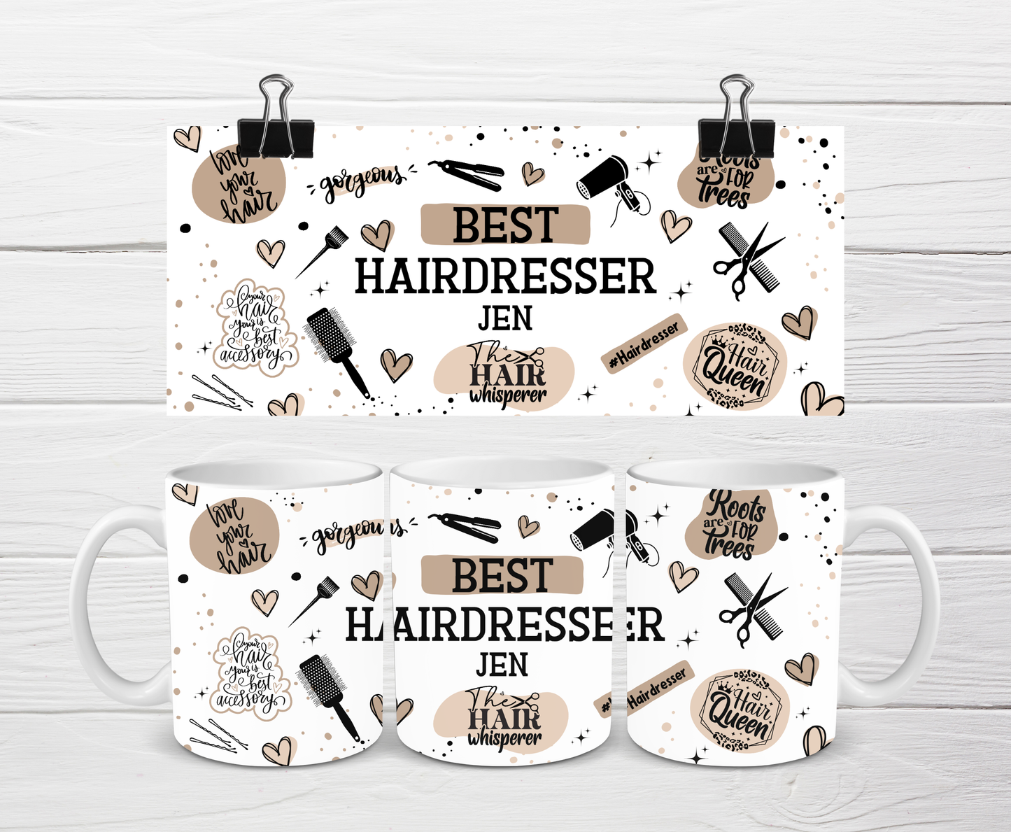 Personalised Hairdresser Mug | Beige Best Hairdresser Quote Mug | Gift Idea