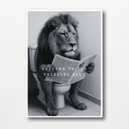 Bathroom Print | Welcome To The Thinking Spot | Lion Print | Bathroom Decor