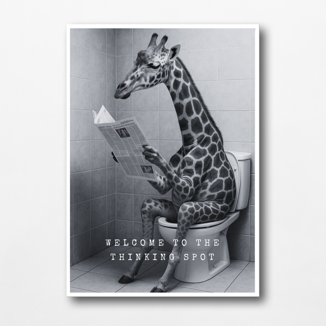 Bathroom Print | Welcome To The Thinking Spot | Giraffe Print | Bathroom Decor - Dinky Designs