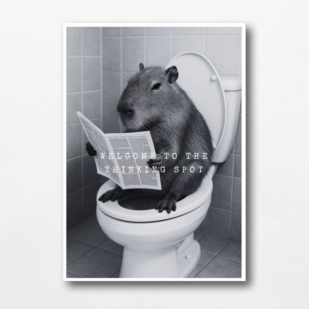 Bathroom Print | Welcome To The Thinking Spot | Capybara Print | Bathroom Decor - Dinky Designs