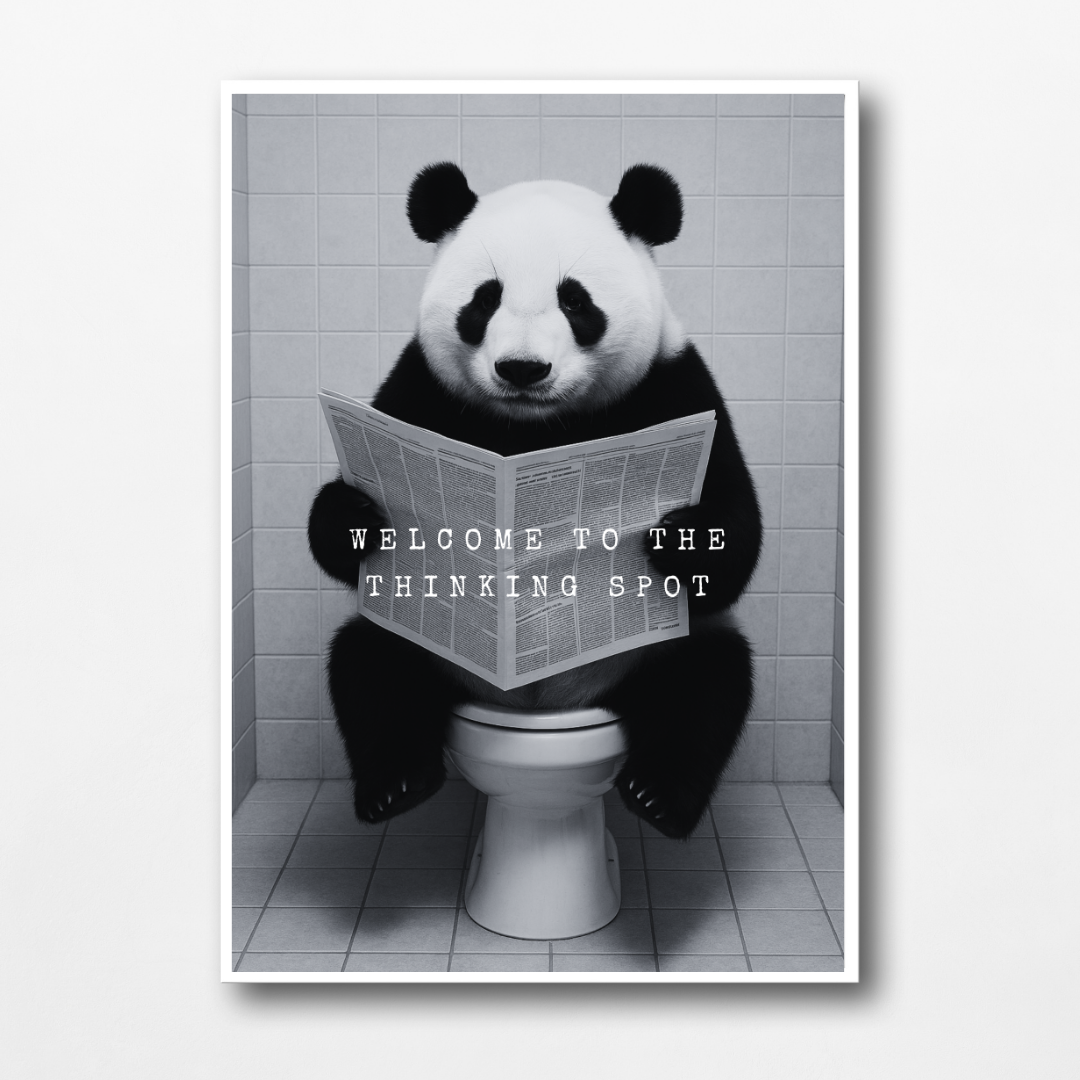 Bathroom Print | Welcome To The Thinking Spot | Panda Print | Bathroom Decor - Dinky Designs