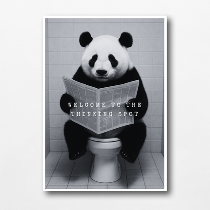 Bathroom Print | Welcome To The Thinking Spot | Panda Print | Bathroom Decor - Dinky Designs