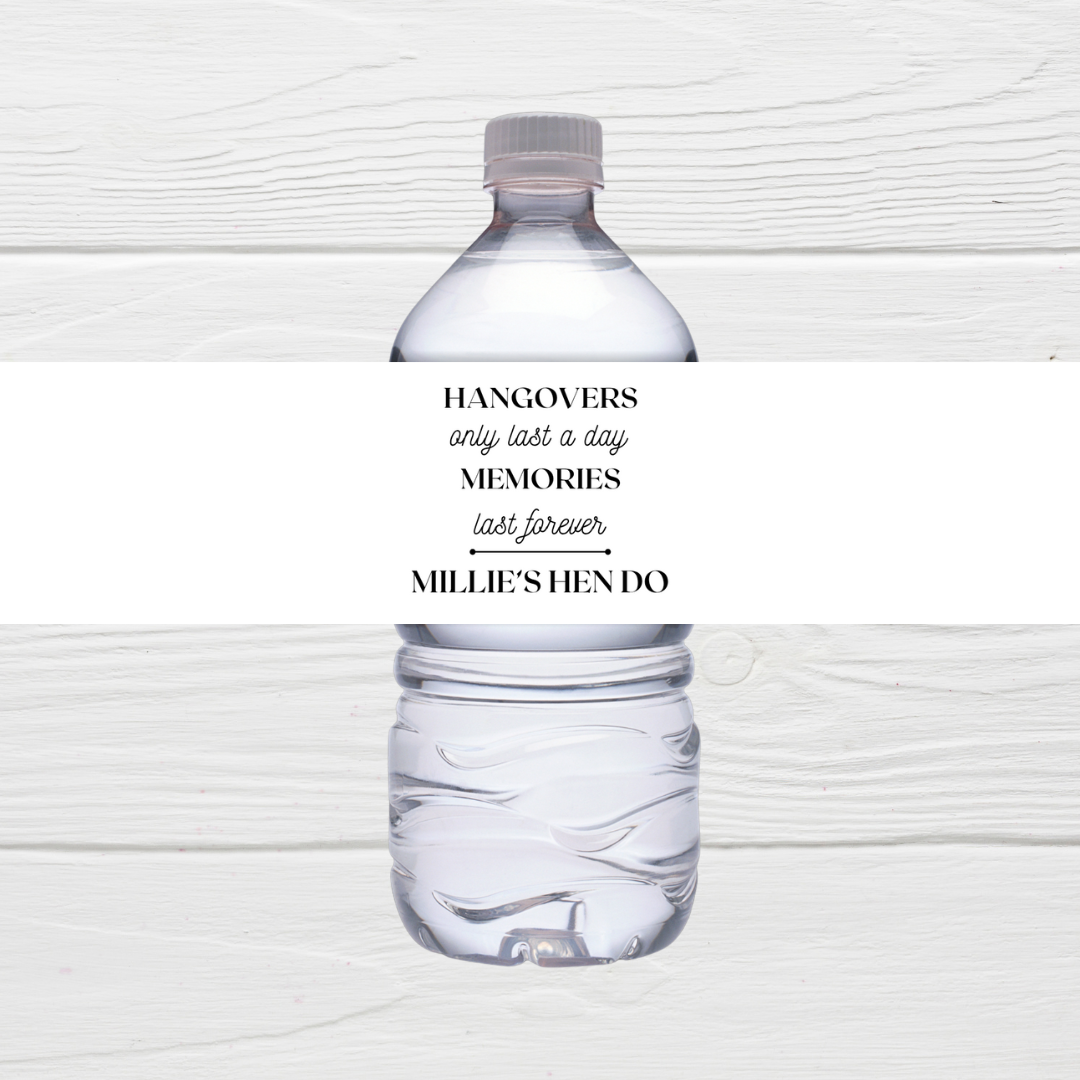 White Hen Party Water Bottle Labels | Hen Do Stickers | Hen Party Labels
