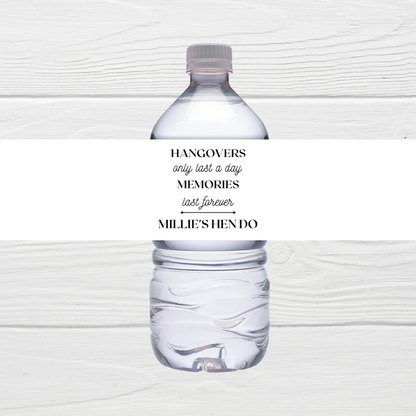 White Hen Party Water Bottle Labels | Hen Do Stickers | Hen Party Labels