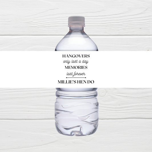 White Hen Party Water Bottle Labels | Hen Do Stickers | Hen Party Labels