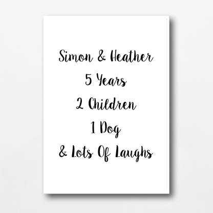 Family Print | Personalised Couple Print | Life Print | Family Gift - Dinky Designs