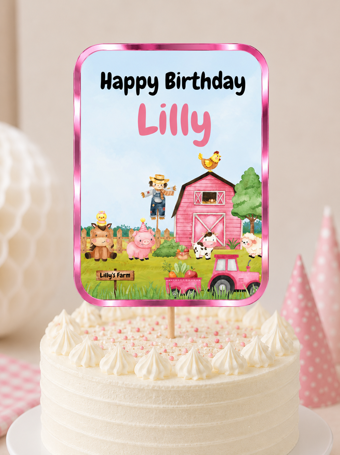 Cake Topper | Personalised Farm Cake Topper | Farm Party Supplies - Dinky Designs
