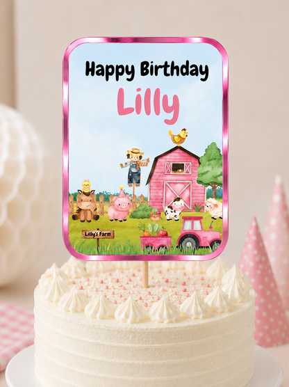 Cake Topper | Personalised Farm Cake Topper | Farm Party Supplies - Dinky Designs