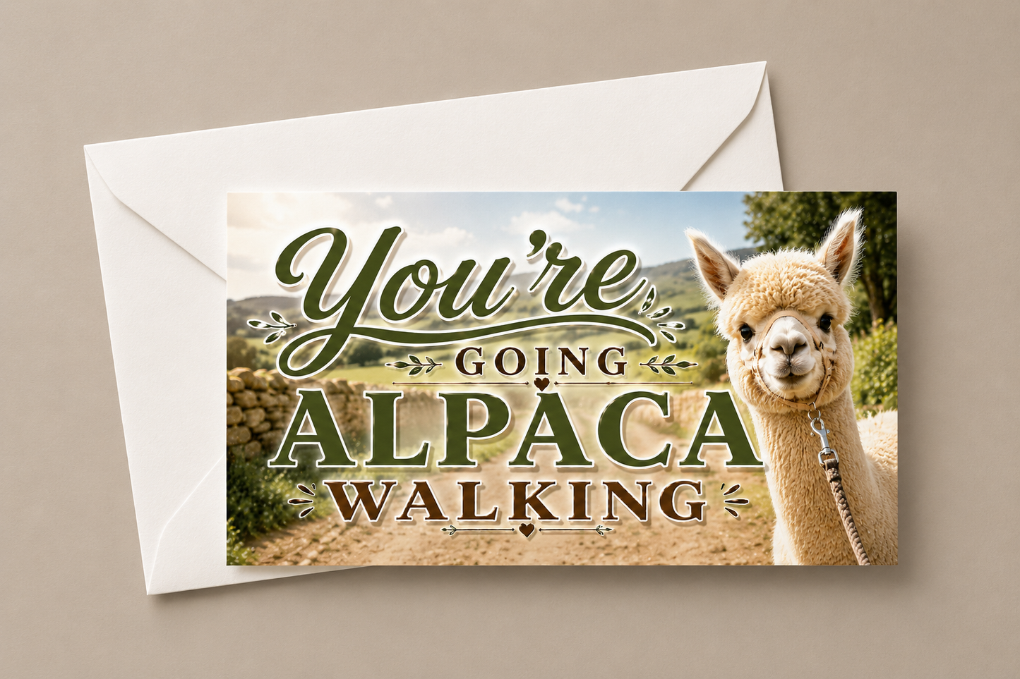 Surprise Ticket Print | You're Going Alpaca Walking | Ticket Pass Voucher Membership | Gift Idea