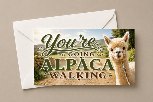 Surprise Ticket Print | You're Going Alpaca Walking | Ticket Pass Voucher Membership | Gift Idea - Dinky Designs