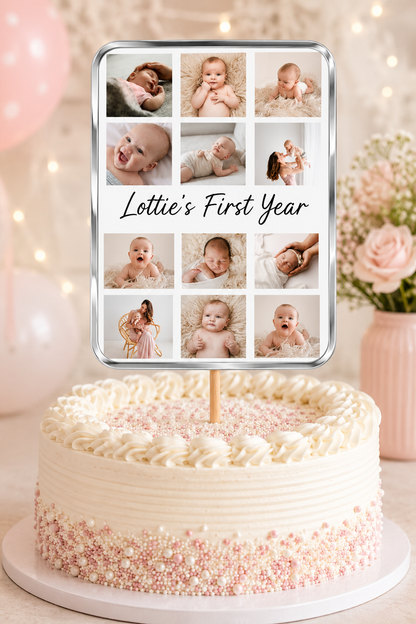 Cake Topper | Personalised Photo 1st Birthday Cake Topper | First Birthday Personalised Photo Party Supplies - Dinky Designs