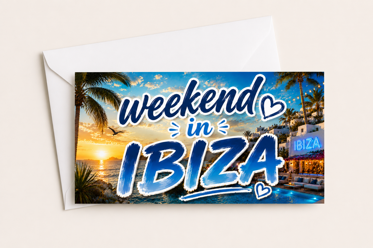 Surprise Ticket Print | Weekend In Ibiza | Blue Ticket Pass Voucher Membership | Gift Idea - Dinky Designs