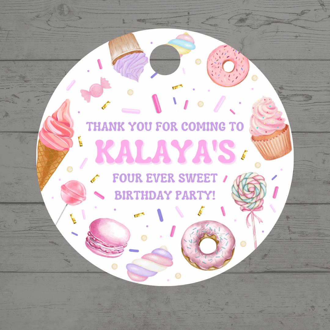Candy Sweet Gift Tags | Candy Sweet Birthday Gift Tags | Circle Gift Tags
