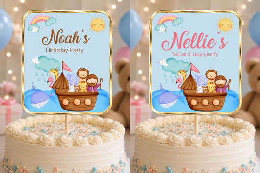Cake Topper | Personalised Noah's Ark Cake Topper | Noah's Ark Party Supplies
