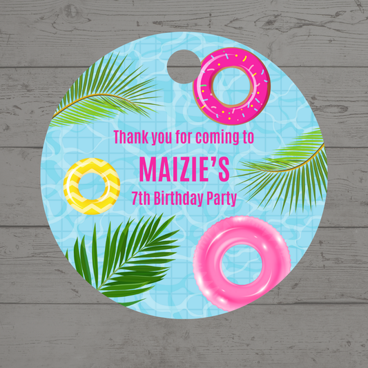 Pool Party Gift Tags | Pool Party Birthday Gift Tags | Circle Gift Tags
