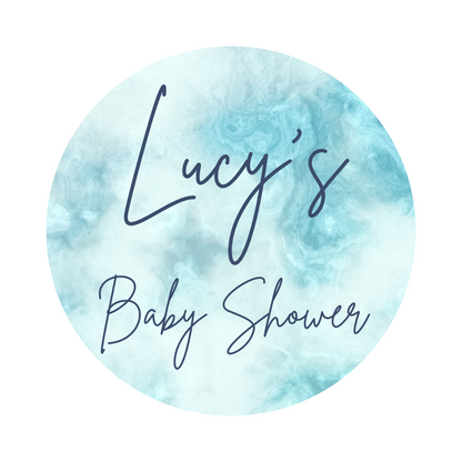 Blue Marble Party Circle Stickers | Baby Shower, Birthday Party Stickers | Blue Marble Party Bag Labels