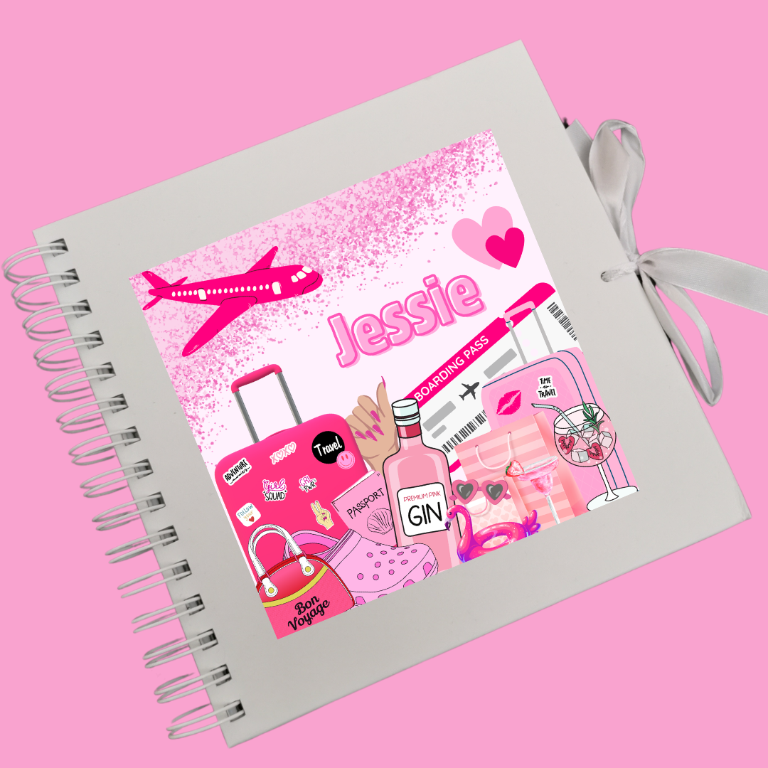 Personalised Travel Scrapbook | Pink Travel Scrapbook | Personalised Travel Gift