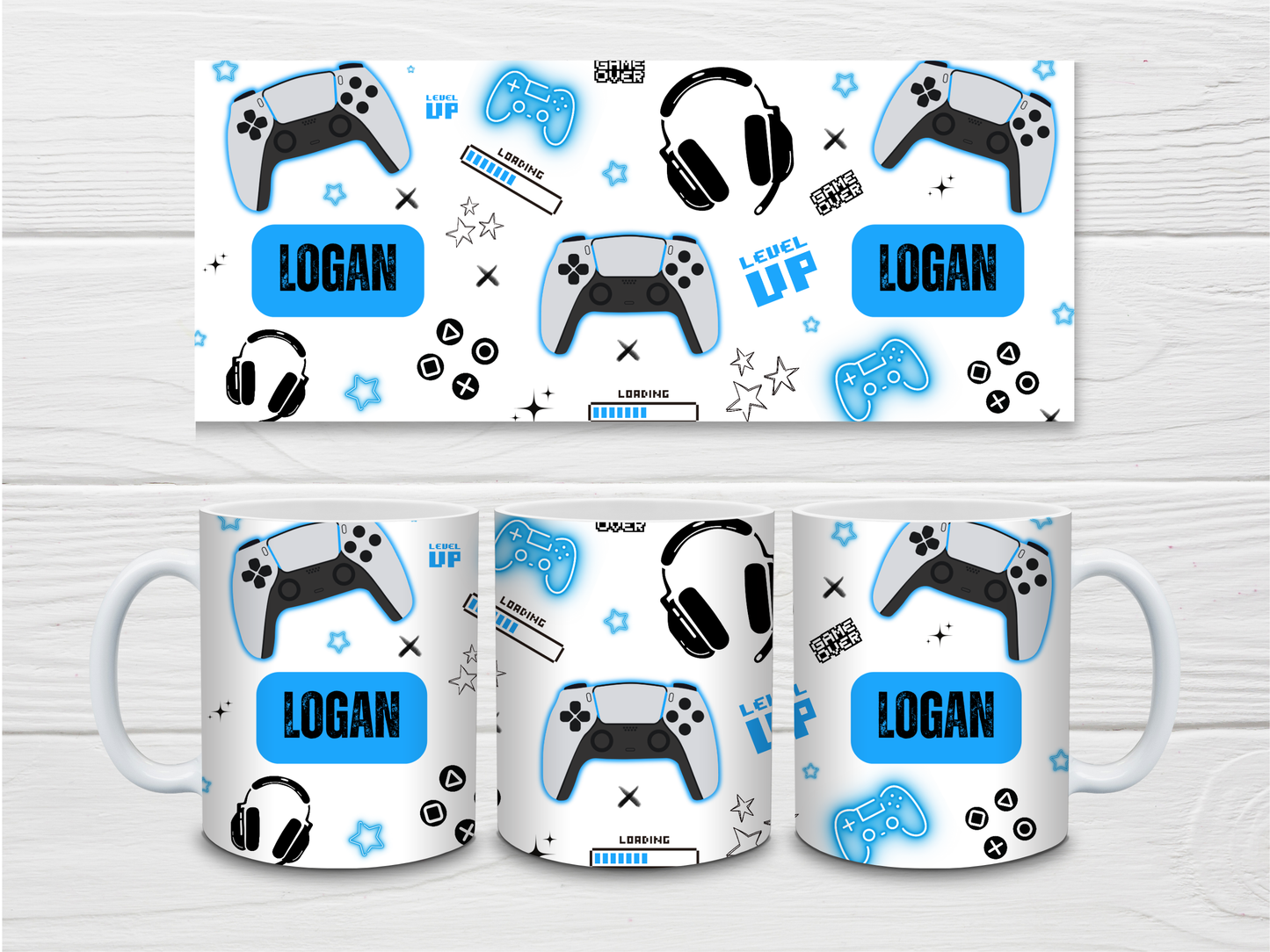 Gaming Mug | Blue Gaming Mug | Personalised Gamer Mug | Gift Idea