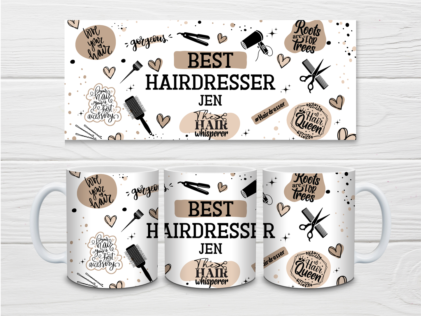 Personalised Hairdresser Mug | Beige Best Hairdresser Quote Mug | Gift Idea