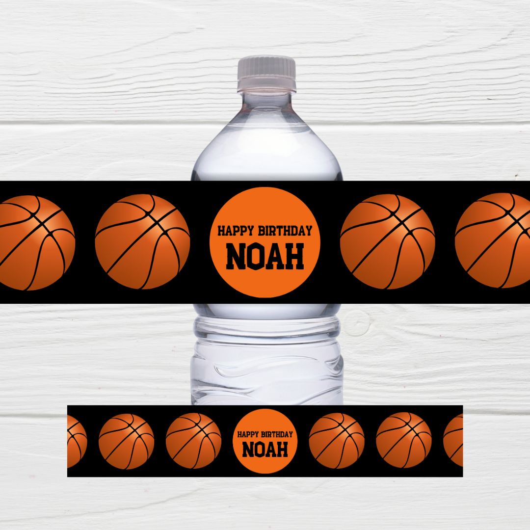 Juice Bottle Labels | Basketball Theme Labels | Water Bottle Stickers | Basketball Party | Party Stickers (Design 1)