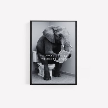 Bathroom Print | Welcome To The Thinking Spot | Elephant Print | Bathroom Decor - Dinky Designs