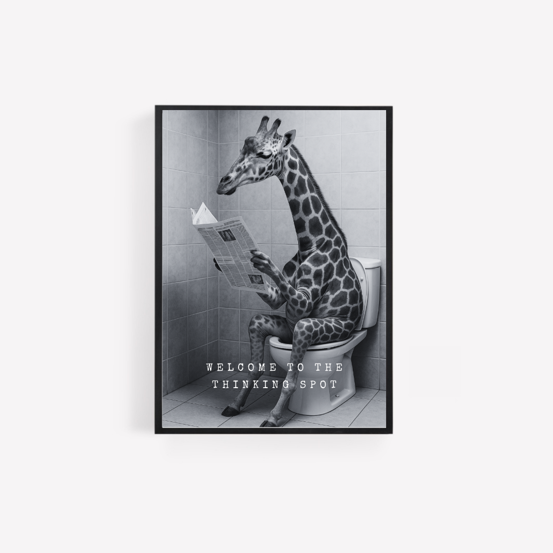 Bathroom Print | Welcome To The Thinking Spot | Giraffe Print | Bathroom Decor - Dinky Designs