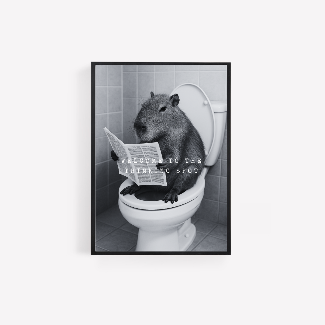 Bathroom Print | Welcome To The Thinking Spot | Capybara Print | Bathroom Decor - Dinky Designs
