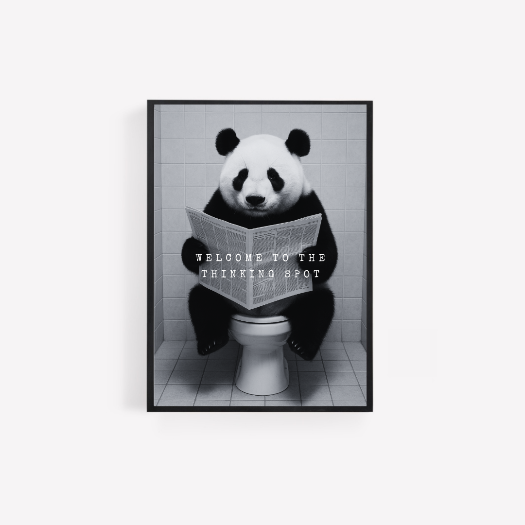 Bathroom Print | Welcome To The Thinking Spot | Panda Print | Bathroom Decor - Dinky Designs
