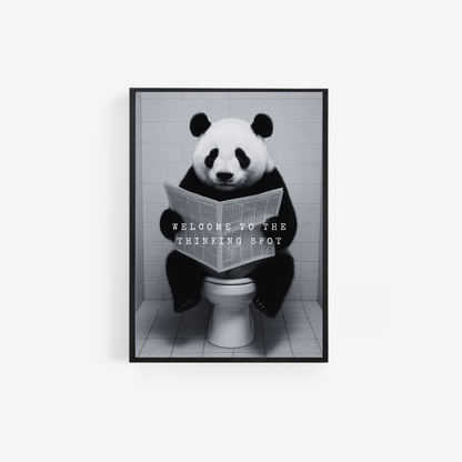 Bathroom Print | Welcome To The Thinking Spot | Panda Print | Bathroom Decor - Dinky Designs