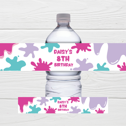 Juice Bottle Labels | Pink Purple Slime Theme Labels | Water Bottle Stickers | Slime Party | Party Stickers