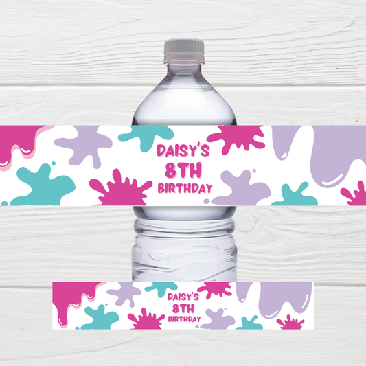 Juice Bottle Labels | Pink Purple Slime Theme Labels | Water Bottle Stickers | Slime Party | Party Stickers - Dinky Designs