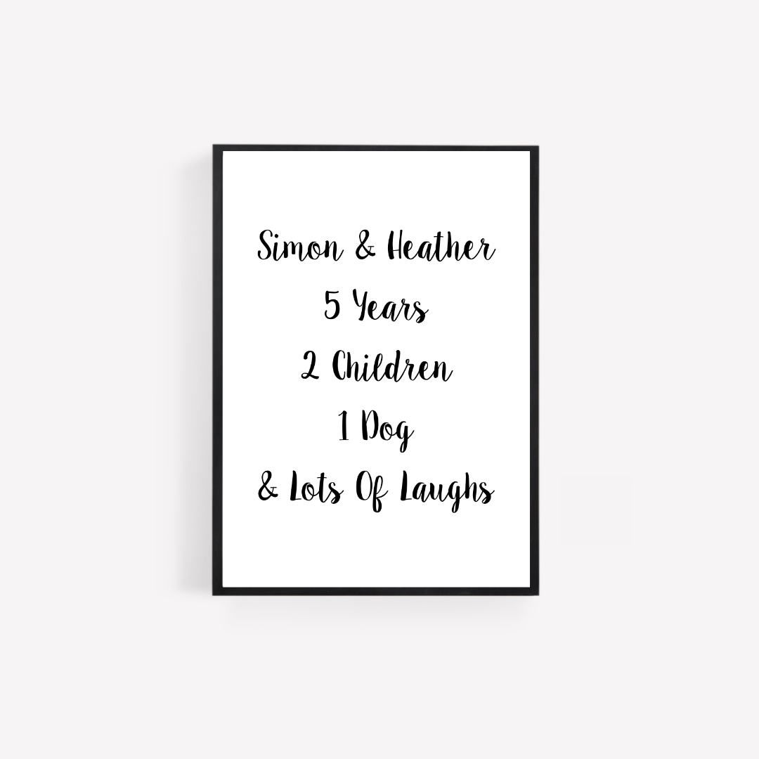 Family Print | Personalised Couple Print | Life Print | Family Gift - Dinky Designs