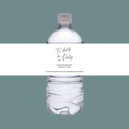 White Hen Party Water Bottle Labels | Til Death Do Us Party | Hen Do Stickers