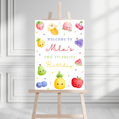 Fruit Welcome Board Sign | Personalised Fruit Birthday Party Board | Party Sign | A4, A3, A2