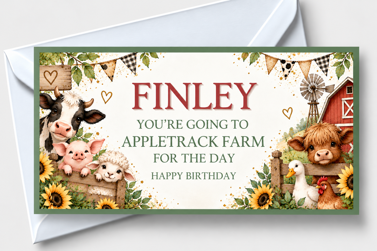 Surprise Ticket Print | Personalised Farm Ticket | Ticket Pass Voucher Membership | Gift Idea - Dinky Designs
