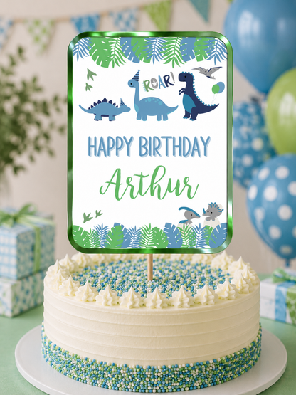 Cake Topper | Personalised Dinosaur Cake Topper | Dinosaur Party Supplies - Dinky Designs